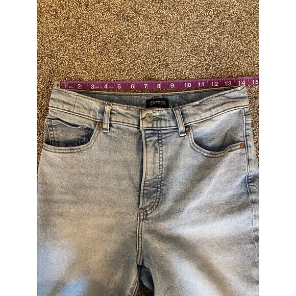 Express Mom Jeans Super High Rise Size 8 Light Wash Straight Leg - Picture 4 of 8